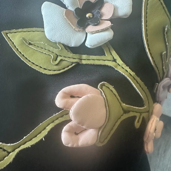 Karl Lagerfield Embroidered  Floewer Black Tote - Picture 2 of 6